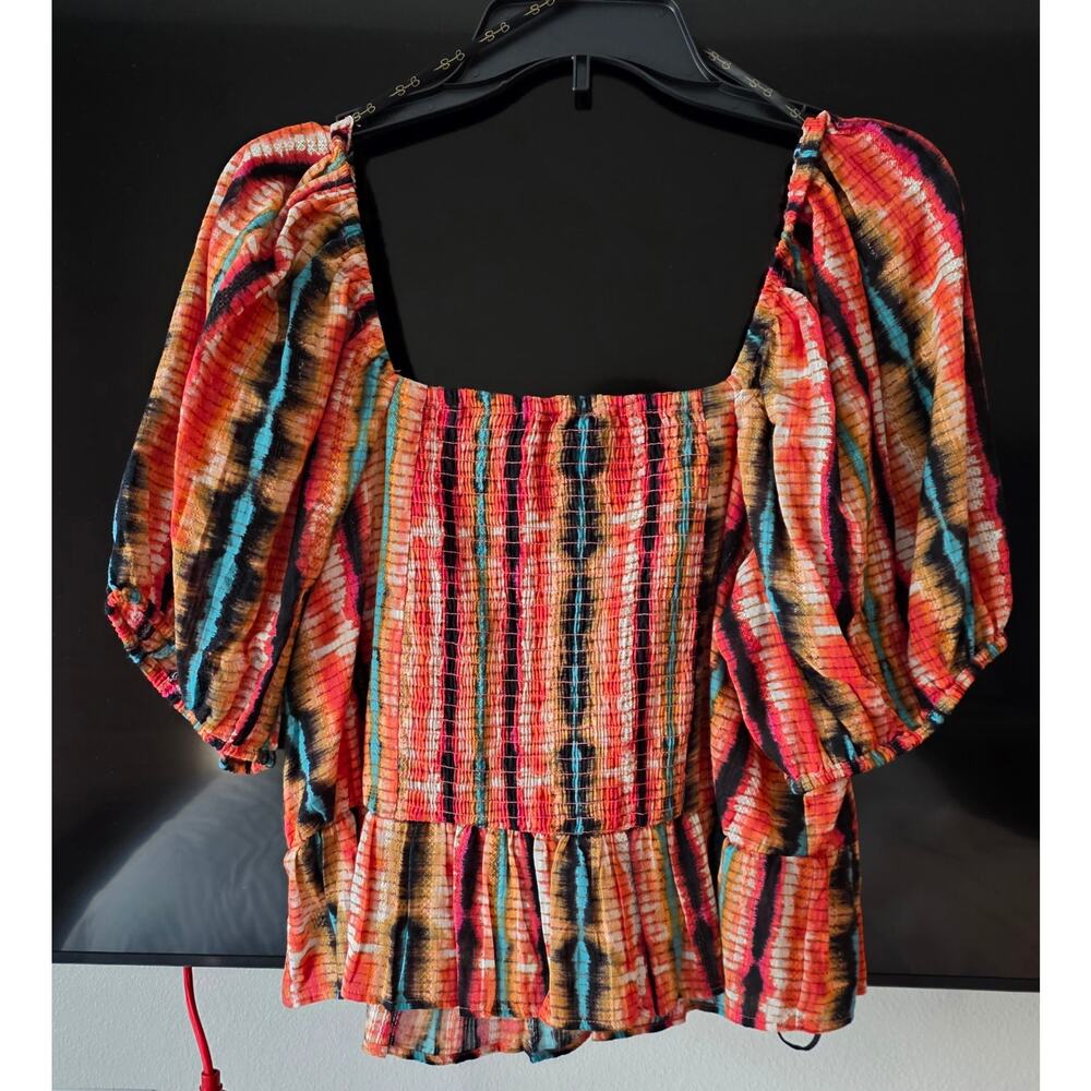 NwT Jessica Simpson 100% Cotton Tie Dye Blouse XL - Picture 5 of 10
